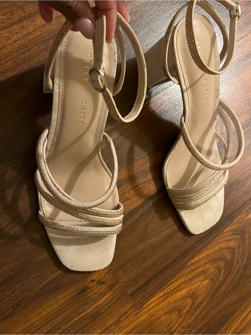 Kelly & Katie Nude Strappy Block Heel Sandals